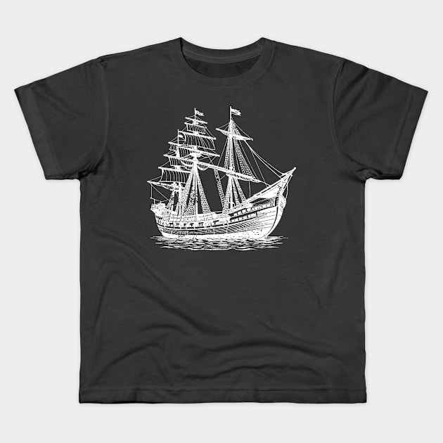 17th Century Ship Kids T-Shirt by JSnipe